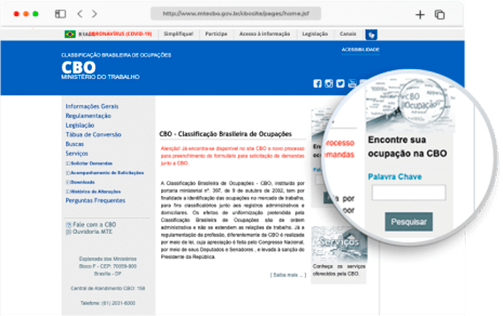 Faça a pesquisa pelo nome do cargo ou função no local indicado